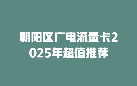 朝阳区广电流量卡2025年超值推荐