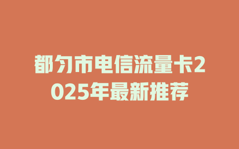 都匀市电信流量卡2025年最新推荐