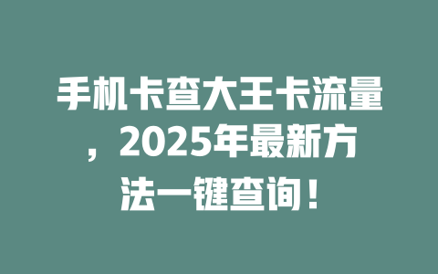 手机卡查大王卡流量，2025年最新方法一键查询！