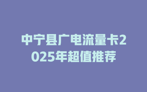中宁县广电流量卡2025年超值推荐