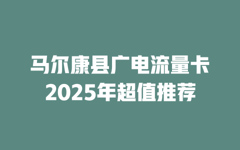 马尔康县广电流量卡2025年超值推荐