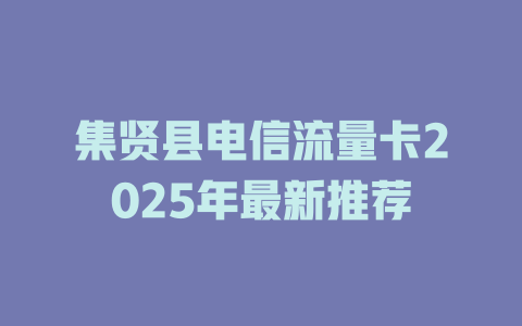 集贤县电信流量卡2025年最新推荐