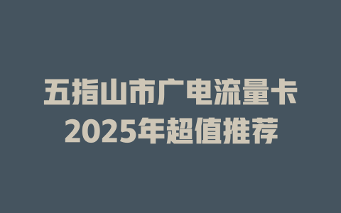 五指山市广电流量卡2025年超值推荐