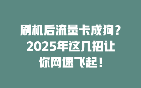 刷机后流量卡成狗？2025年这几招让你网速飞起！
