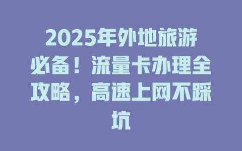 2025年外地旅游必备！流量卡办理全攻略，高速上网不踩坑