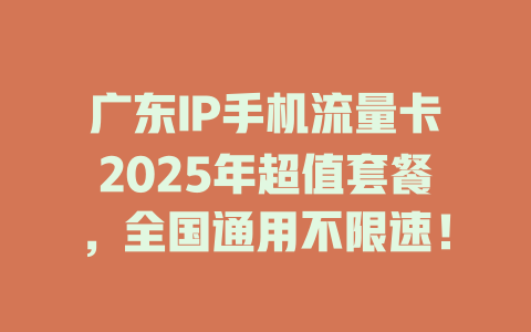 广东IP手机流量卡2025年超值套餐，全国通用不限速！
