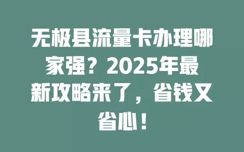 无极县流量卡办理哪家强？2025年最新攻略来了，省钱又省心！