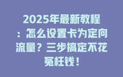 2025年最新教程：怎么设置卡为定向流量？三步搞定不花冤枉钱！