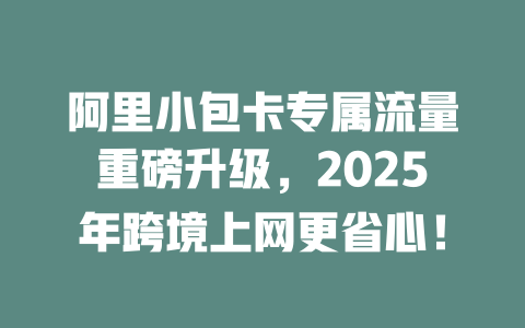 阿里小包卡专属流量重磅升级，2025年跨境上网更省心！
