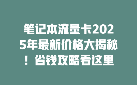 笔记本流量卡2025年最新价格大揭秘！省钱攻略看这里