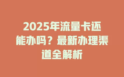 2025年流量卡还能办吗？最新办理渠道全解析