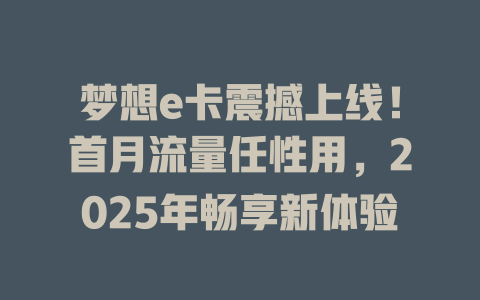 梦想e卡震撼上线！首月流量任性用，2025年畅享新体验