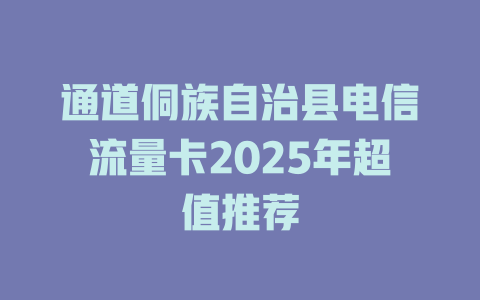 通道侗族自治县电信流量卡2025年超值推荐