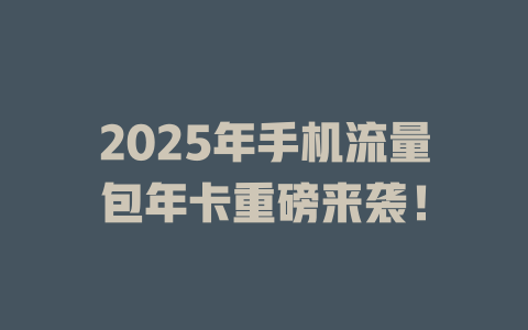 2025年手机流量包年卡重磅来袭!