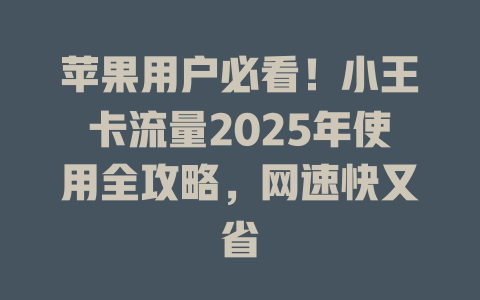 苹果用户必看！小王卡流量2025年使用全攻略，网速快又省
