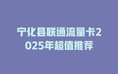 宁化县联通流量卡2025年超值推荐