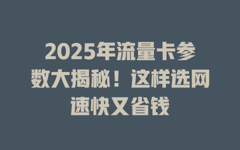 2025年流量卡参数大揭秘！这样选网速快又省钱