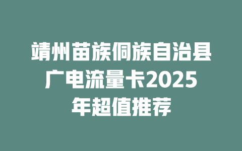 靖州苗族侗族自治县广电流量卡2025年超值推荐