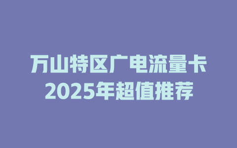 万山特区广电流量卡2025年超值推荐