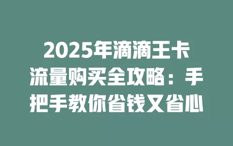 2025年滴滴王卡流量购买全攻略：手把手教你省钱又省心
