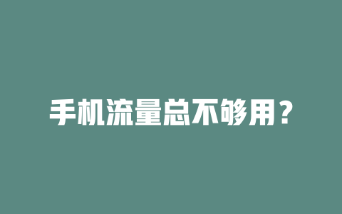 手机流量总不够用？