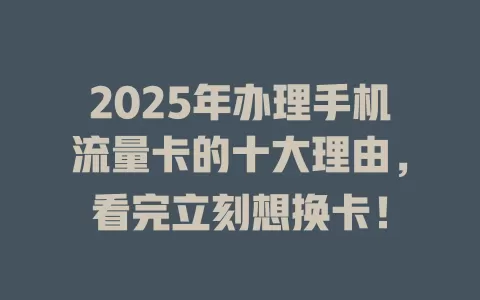 2025年办理手机流量卡的十大理由，看完立刻想换卡！