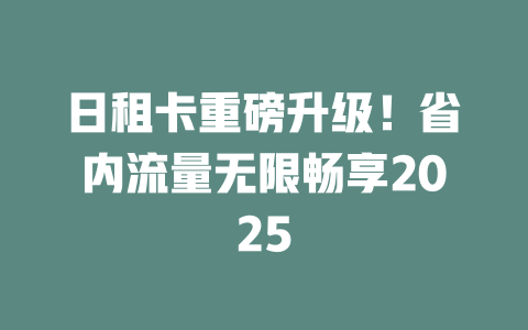日租卡重磅升级！省内流量无限畅享2025