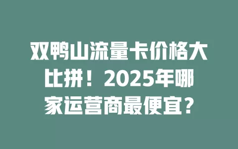 双鸭山流量卡价格大比拼！2025年哪家运营商最便宜？