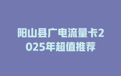 阳山县广电流量卡2025年超值推荐