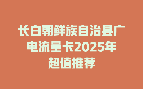 长白朝鲜族自治县广电流量卡2025年超值推荐