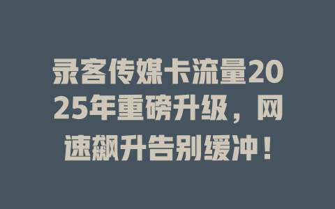 录客传媒卡流量2025年重磅升级，网速飙升告别缓冲！