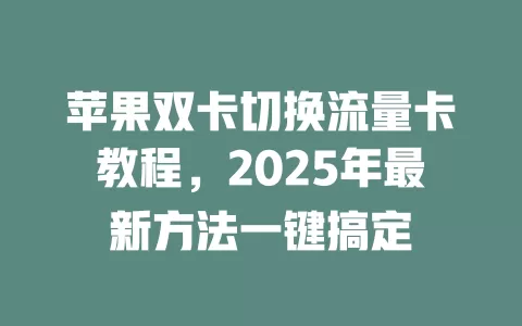 苹果双卡切换流量卡教程，2025年最新方法一键搞定