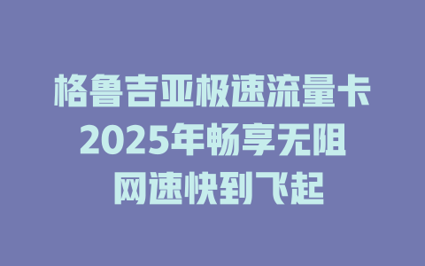 格鲁吉亚极速流量卡2025年畅享无阻 网速快到飞起