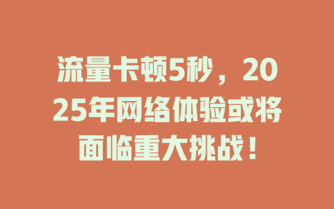 流量卡顿5秒，2025年网络体验或将面临重大挑战！