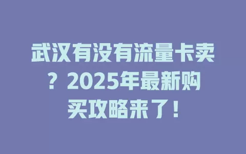 武汉有没有流量卡卖？2025年最新购买攻略来了！