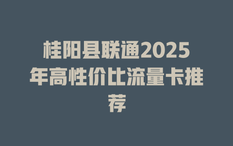 桂阳县联通2025年高性价比流量卡推荐