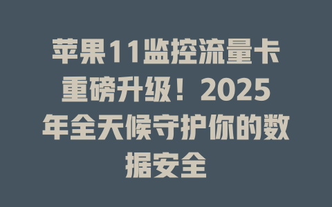 苹果11监控流量卡重磅升级！2025年全天候守护你的数据安全