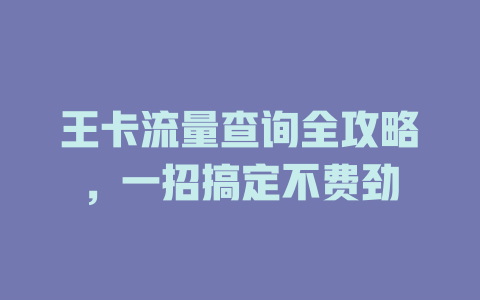 王卡流量查询全攻略，一招搞定不费劲