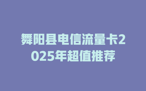 舞阳县电信流量卡2025年超值推荐