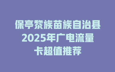 保亭黎族苗族自治县2025年广电流量卡超值推荐