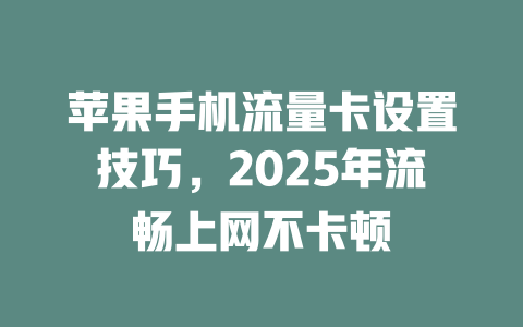 苹果手机流量卡设置技巧，2025年流畅上网不卡顿