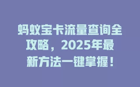 蚂蚁宝卡流量查询全攻略，2025年最新方法一键掌握！