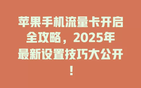 苹果手机流量卡开启全攻略，2025年最新设置技巧大公开！