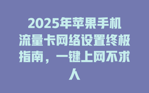 2025年苹果手机流量卡网络设置终极指南，一键上网不求人