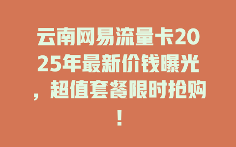 云南网易流量卡2025年最新价钱曝光，超值套餐限时抢购！