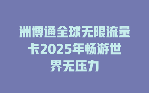洲博通全球无限流量卡2025年畅游世界无压力
