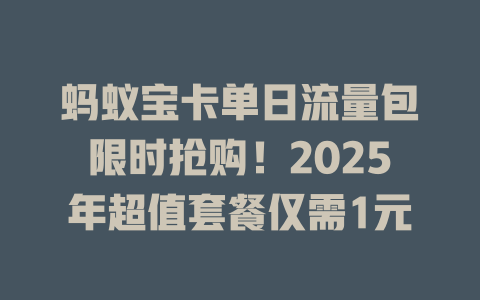 蚂蚁宝卡单日流量包限时抢购！2025年超值套餐仅需1元