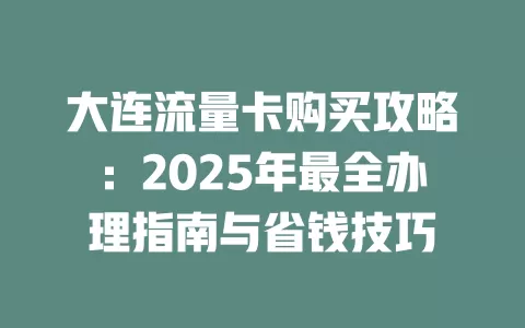 大连流量卡购买攻略：2025年最全办理指南与省钱技巧