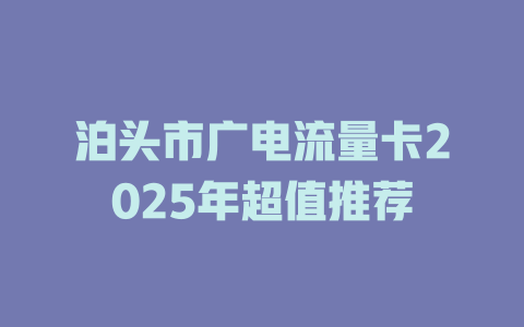 泊头市广电流量卡2025年超值推荐