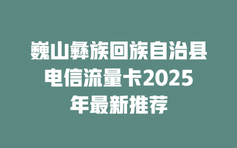 巍山彝族回族自治县电信流量卡2025年最新推荐